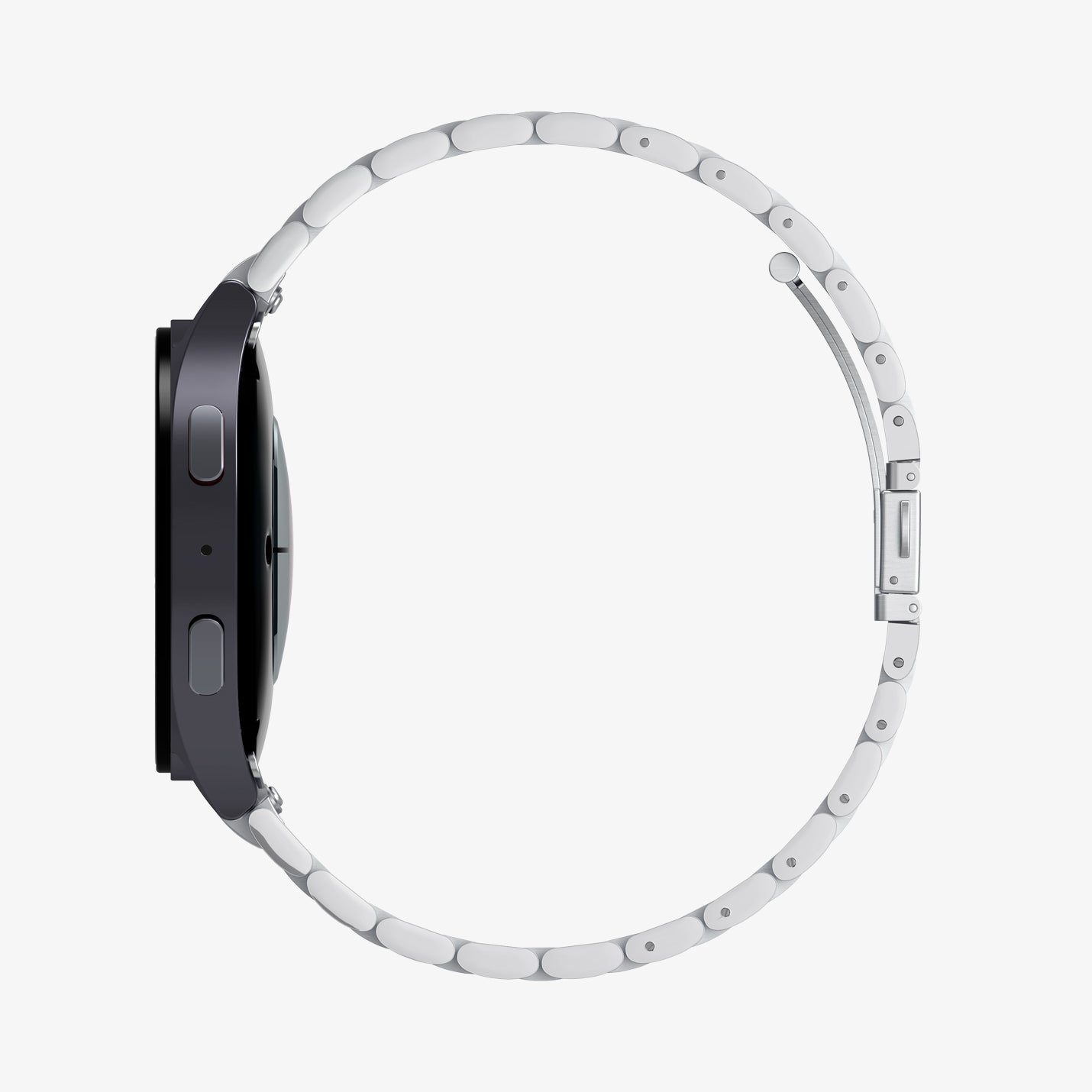 AMP08341 - Galaxy Watch 7 (44mm) Modern Fit 316L Band in Silver showing the side facing left