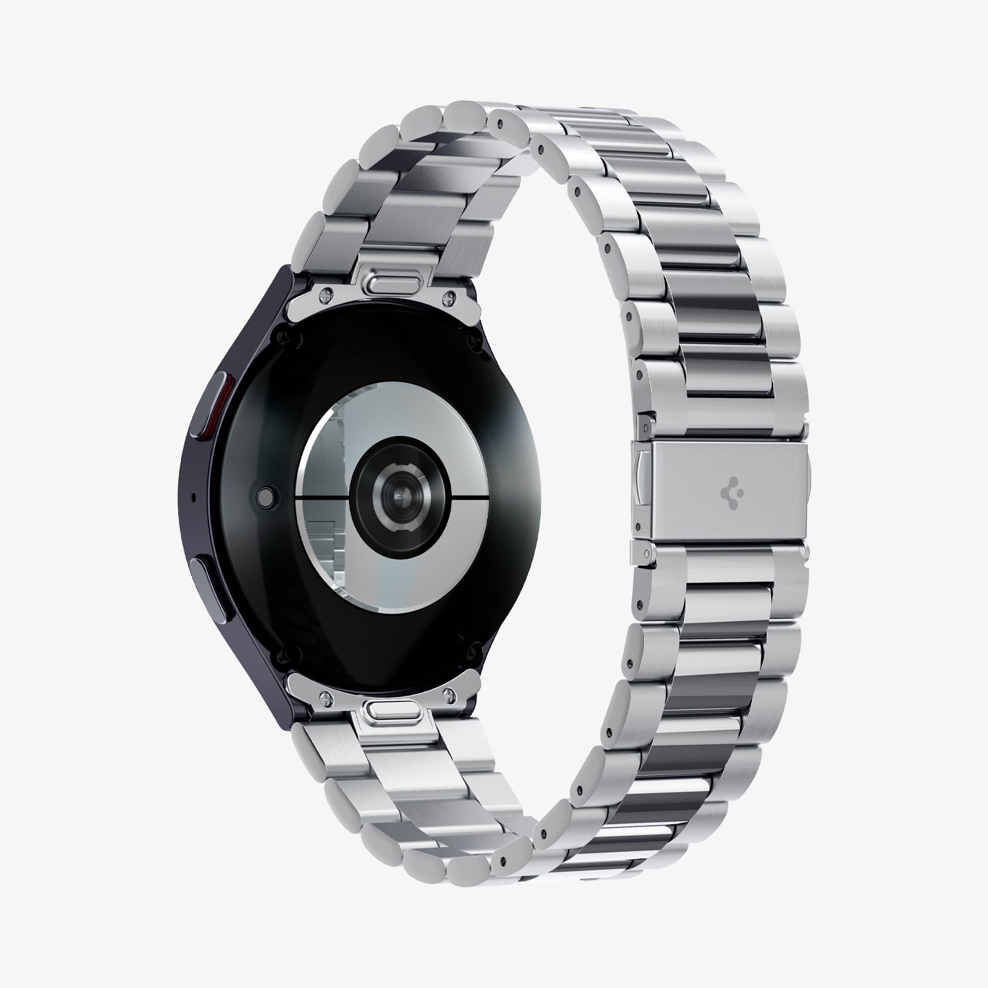 AMP08341 - Galaxy Watch 7 (44mm) Modern Fit 316L Band in Silver showing the back, partial sides and bottom