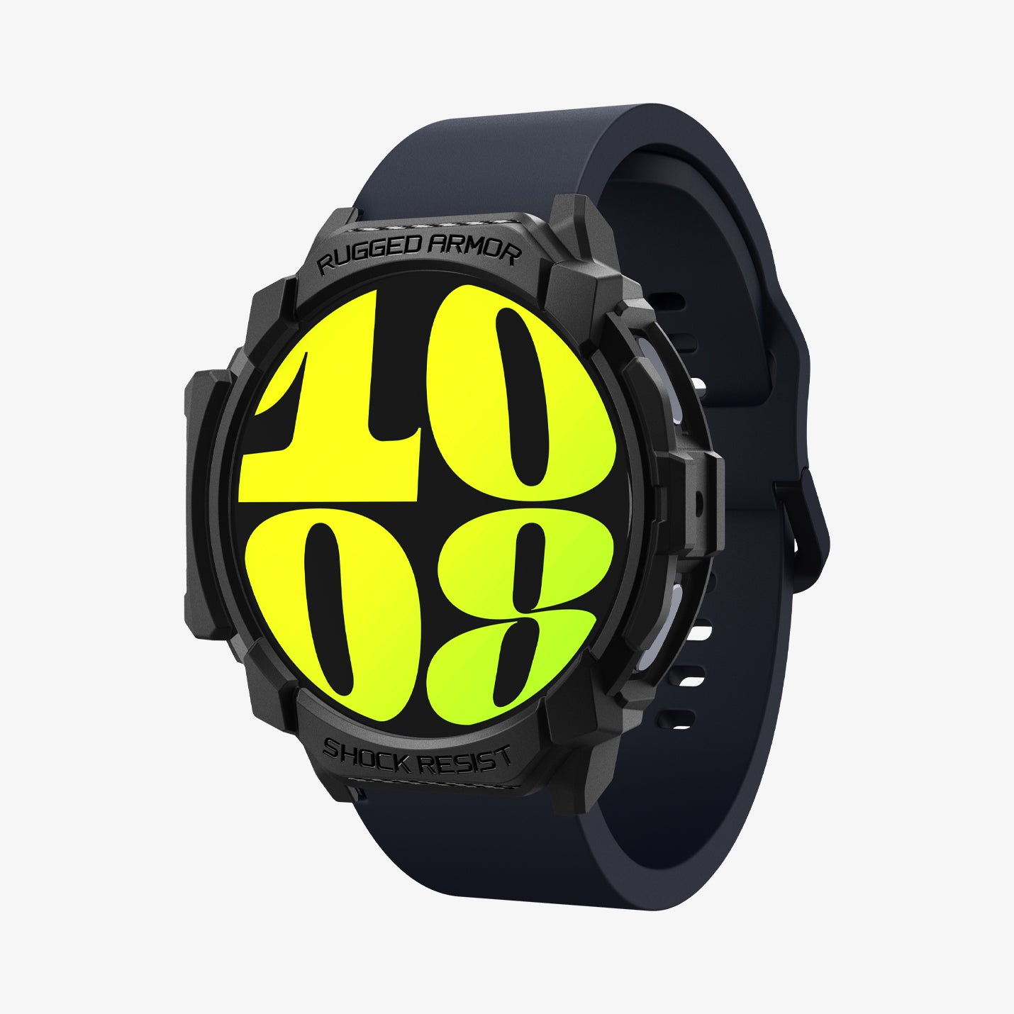 ACS08337 - Galaxy Watch 7 (44mm) Rugged Armor in Matte Black showing the front, partial sides and inner bottom