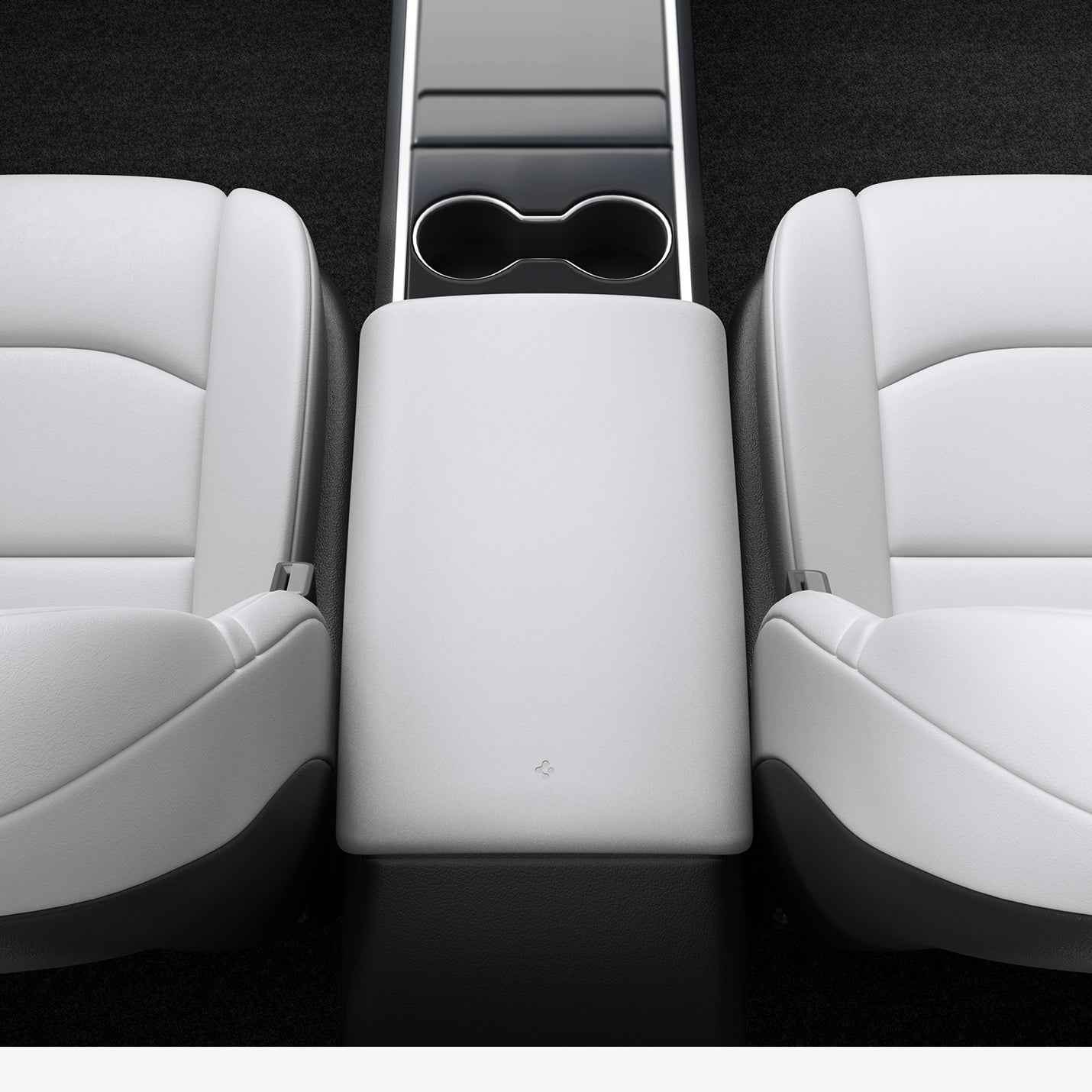 ACP07645 - Tesla Model Y & 3 Armrest Cover TO240 in White showing the top view inside of car