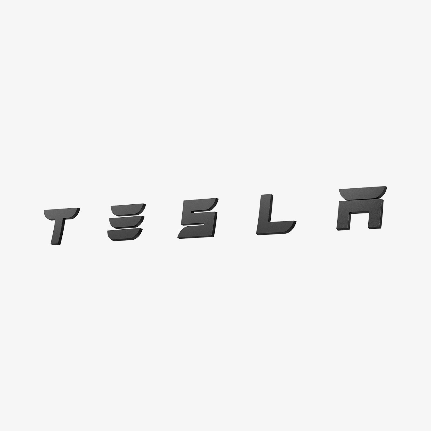 ACP08549 - Tesla Model 3 Highland Rear Emblem Logo Cover TO322H in Black showing the front, partial side of the tesla logo with cover