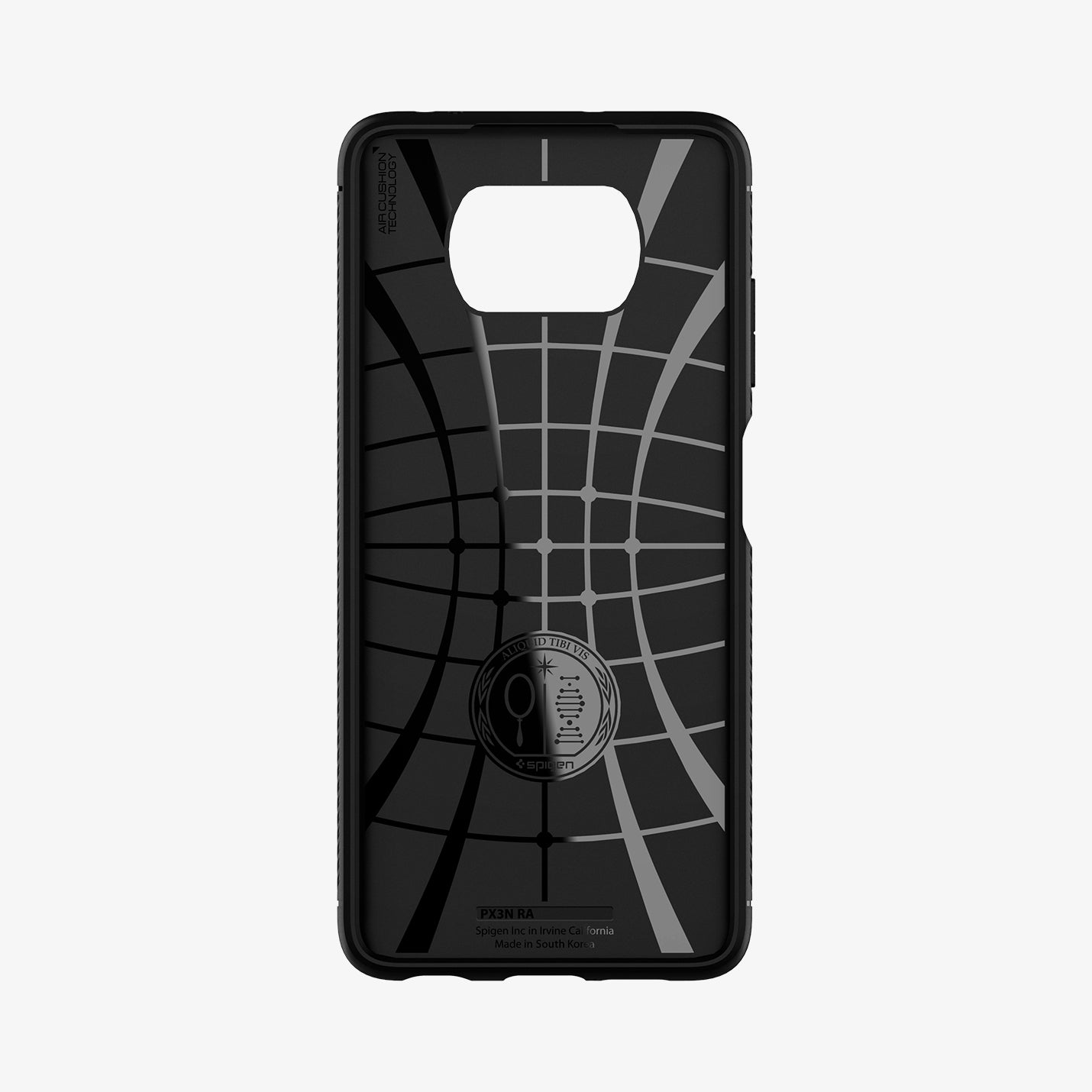 ACS02159 - Xiaomi POCO F3 Pro Rugged Armor Case in Matte Black showing the inner case with spider web pattern