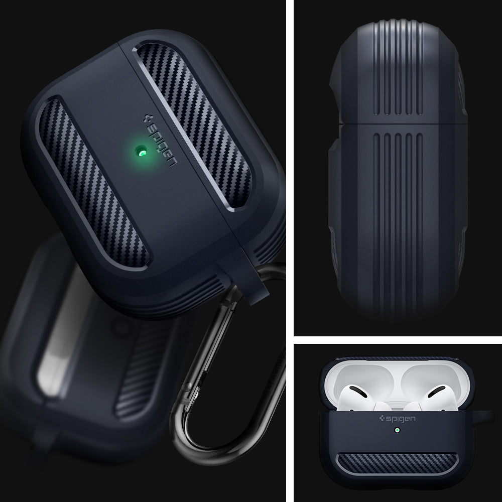 ASD01442 - AirPods Pro Rugged Armor in Charcoal Gray showing the different angles