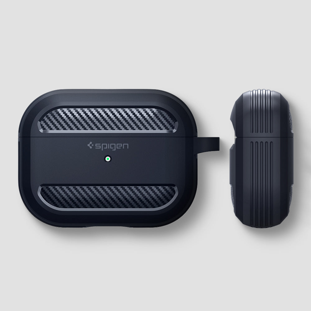 ASD01442 - AirPods Pro Rugged Armor in Charcoal Gray showing the front and side