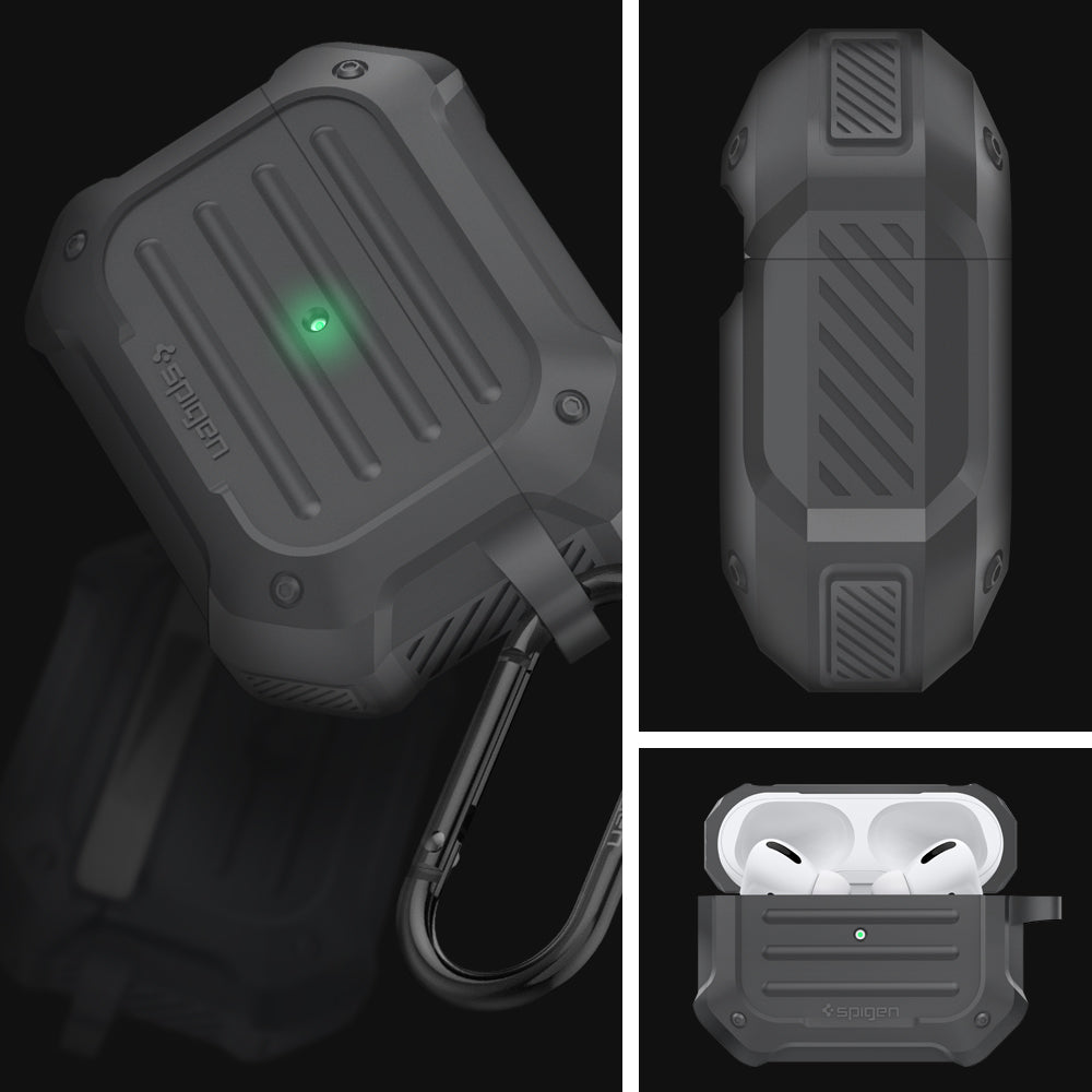 ASD00538 - Apple AirPods Pro Case Tough Armor in charcoal showing the different angles