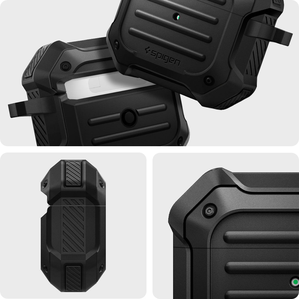 ASD01987 - Apple AirPods 3 Case Tough Armor in black showing the different angles