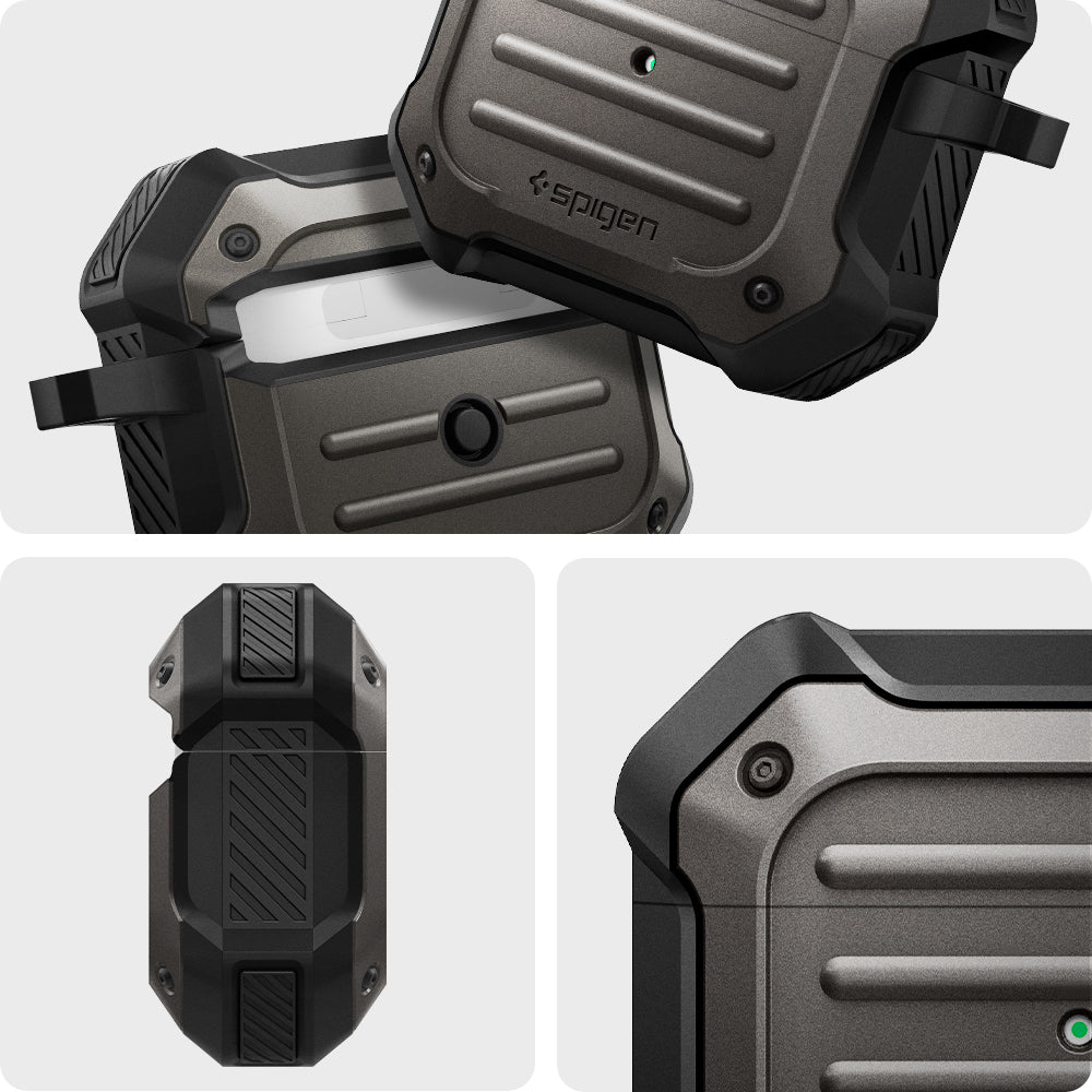 ASD01989 - Apple AirPods 3 Case Tough Armor in gunmetal showing the different angles