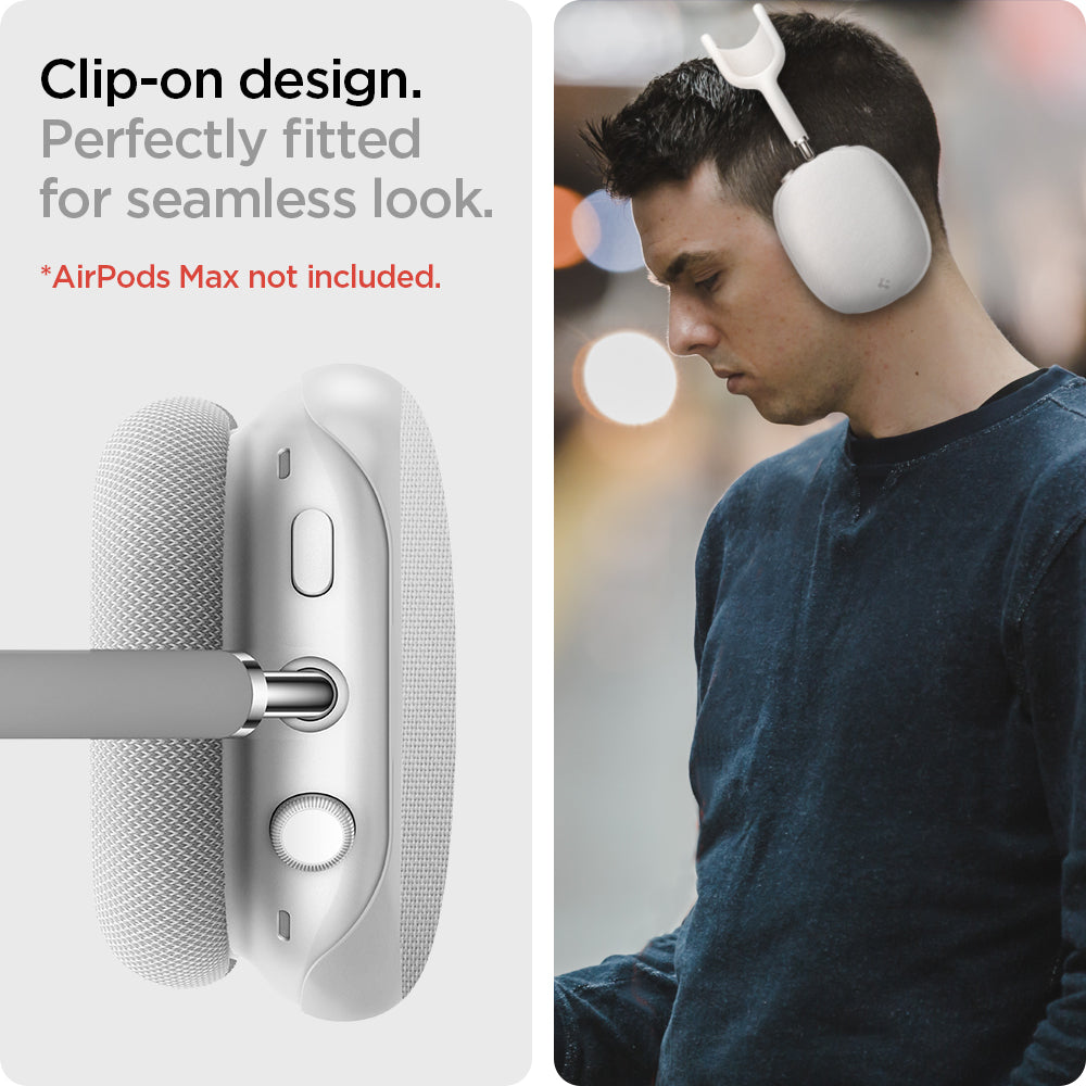 ASD02833 - Apple AirPods Max Case Urban Fit in gray showing the clip-on design. Perfectly fitted for seamless look