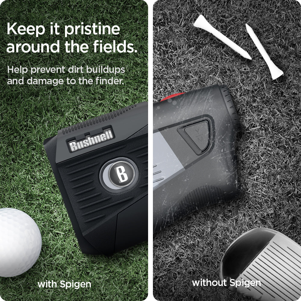 AHP02928 - Bushnell Tour V5 Shift Rangefinder Case in charcoal showing the preventing dirt buildups and damage to the finder