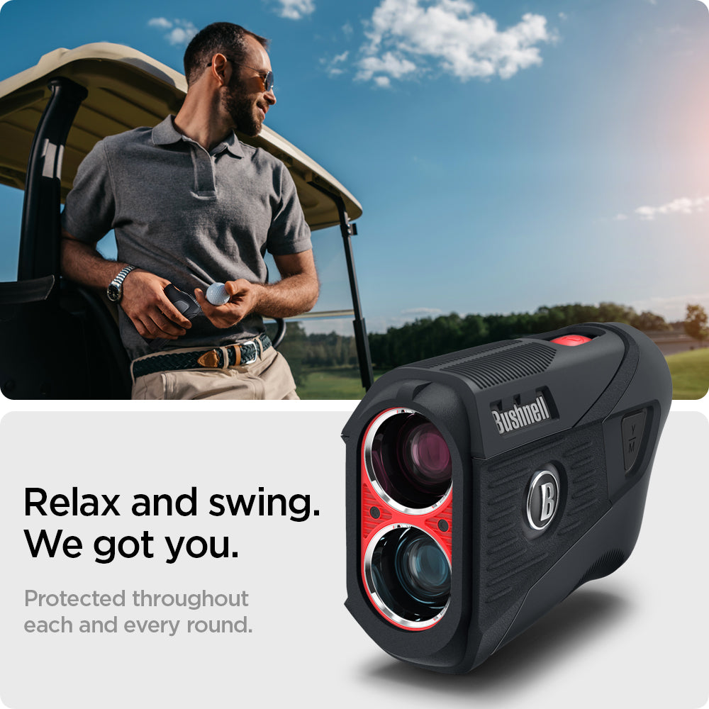 AHP02928 - Bushnell Tour V5 Shift Rangefinder Case in charcoal showing the protection throughout each every round