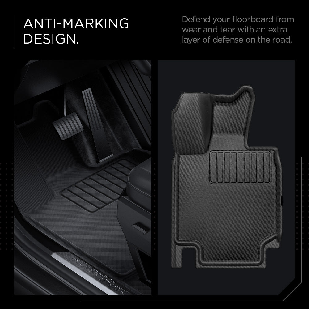 ACP08260 - Tesla Cybertruck WeatherBloc Floor Mat CLF in Black showing the anti-marking design, defend your floorboard from wear and tear with an extra layer of defense on the road