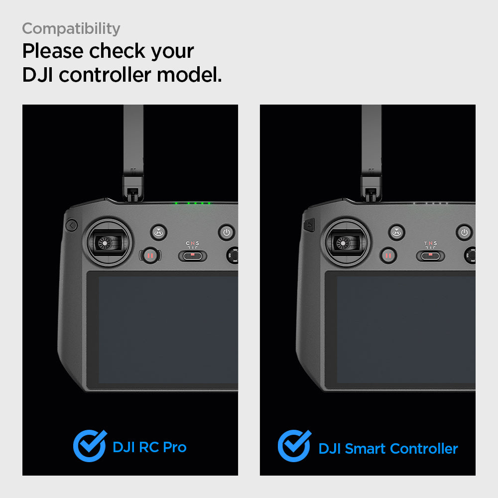 AGL05590 - DJI RC Pro Series Screen Protector EZ FIT GLAS.tR showing the compatibility, please check your DJ Controller Model, DJI RC Pro, DJI Smart Controller