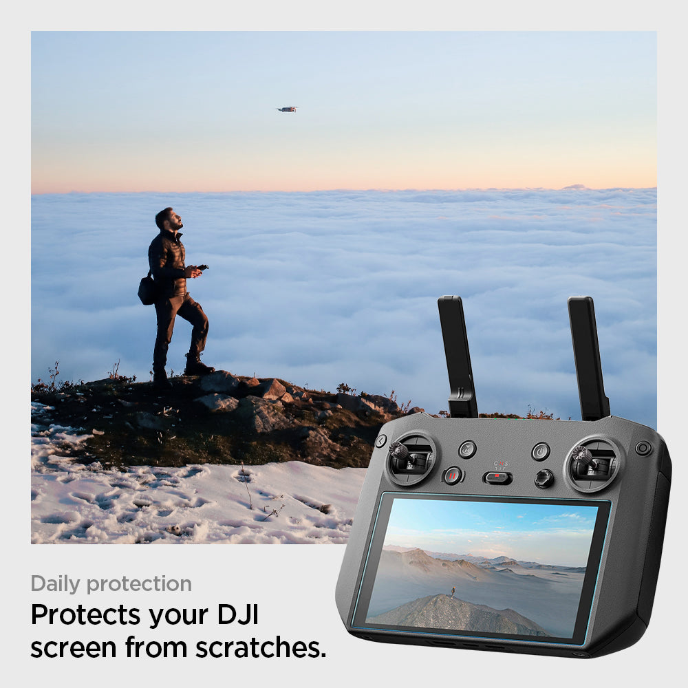 AGL05590 - DJI RC Pro Series Screen Protector EZ FIT GLAS.tR showing the daily protection, protects your DJI screen from scratches