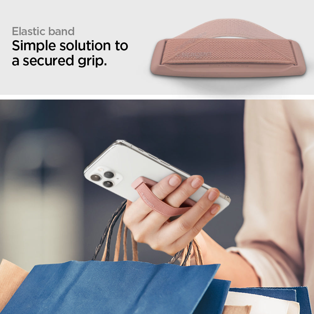 AMP01143 - Flex Strap in rose gold showing the elastic band, simple solution to a secured grip