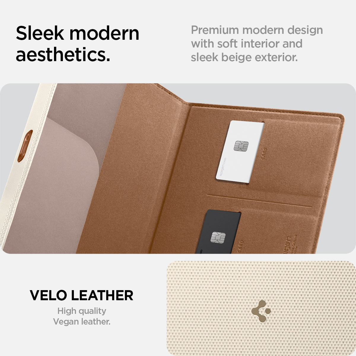 ACP08882 - Registration Card Holder | IC100 in Dune Beige showing the sleek modern aesthetics, premium modern design with soft interior and sleek beige exterior, velo leather, high quality vegan leather