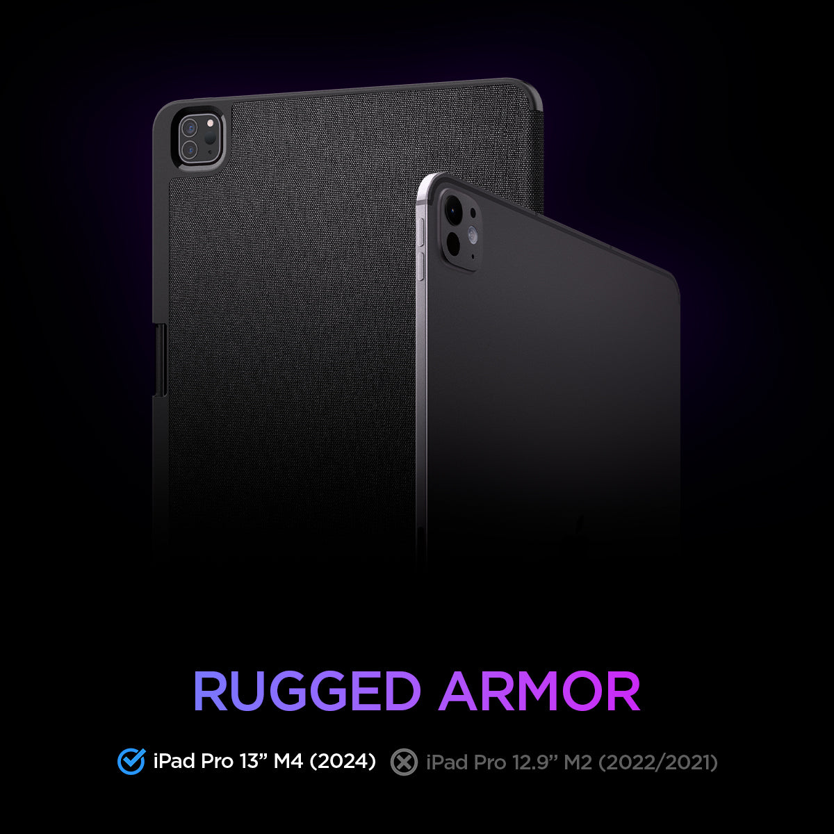 ACS07010 - Rugged Armor. Compatible with iPad Pro 13" M4 (2024). Not compatible with iPad Pro 12.9" M2 (2022/2021)