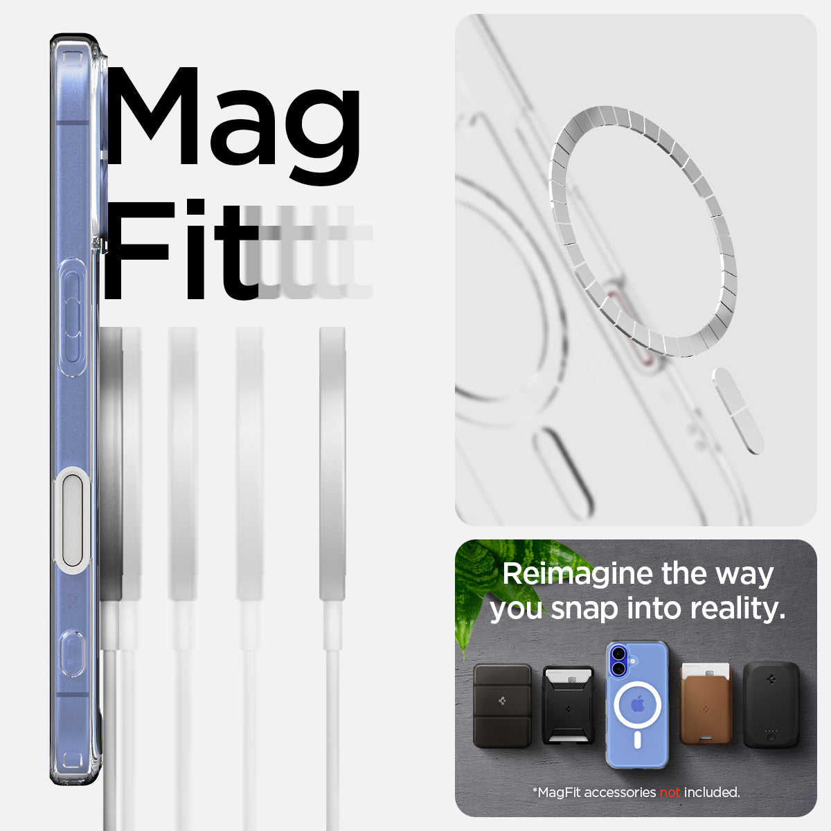 ACS09073 - iPhone 16 Case Ultra Hybrid T (MagFit + Camera Control) in White showing the MagFit, reimagine the way you snap intro reality