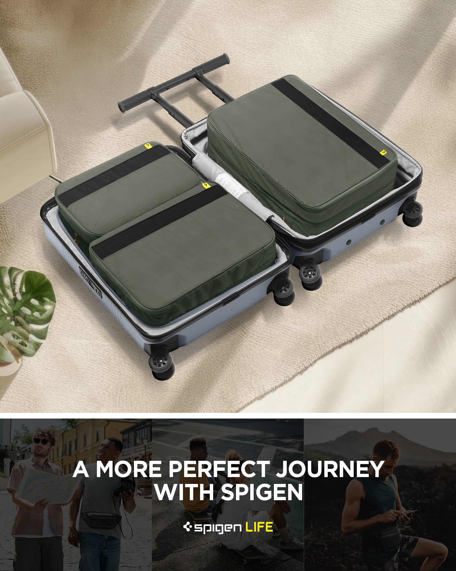 AFA08477 - Travel Packing Cubes KD600 small size in Hunter Green showing a more perfect journey with Spigen