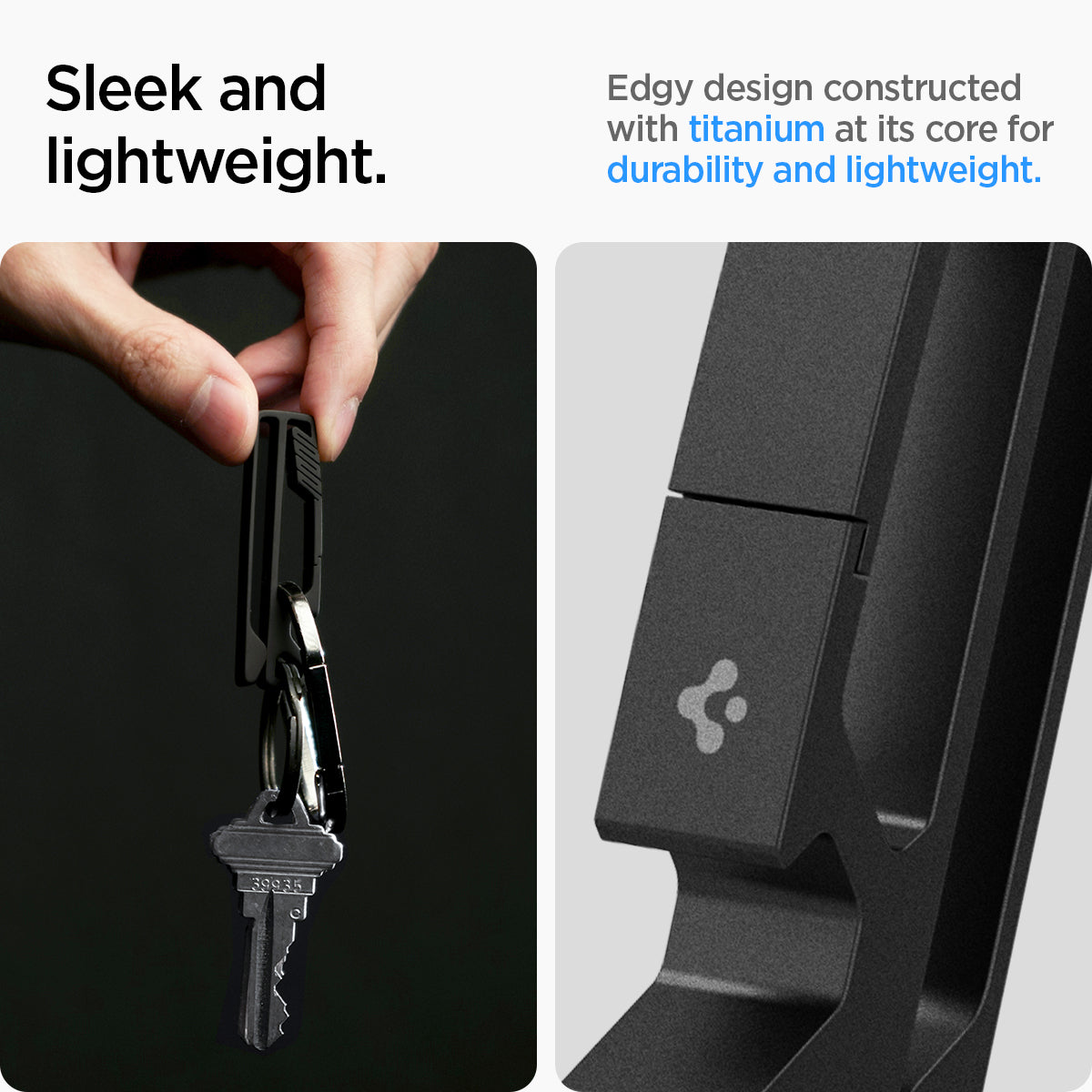 AHP05318 - Key Holder Clip Metal Fit in black showing how sleek and lightweight, edgy design constructed with titanium at its core for durability and lightweight