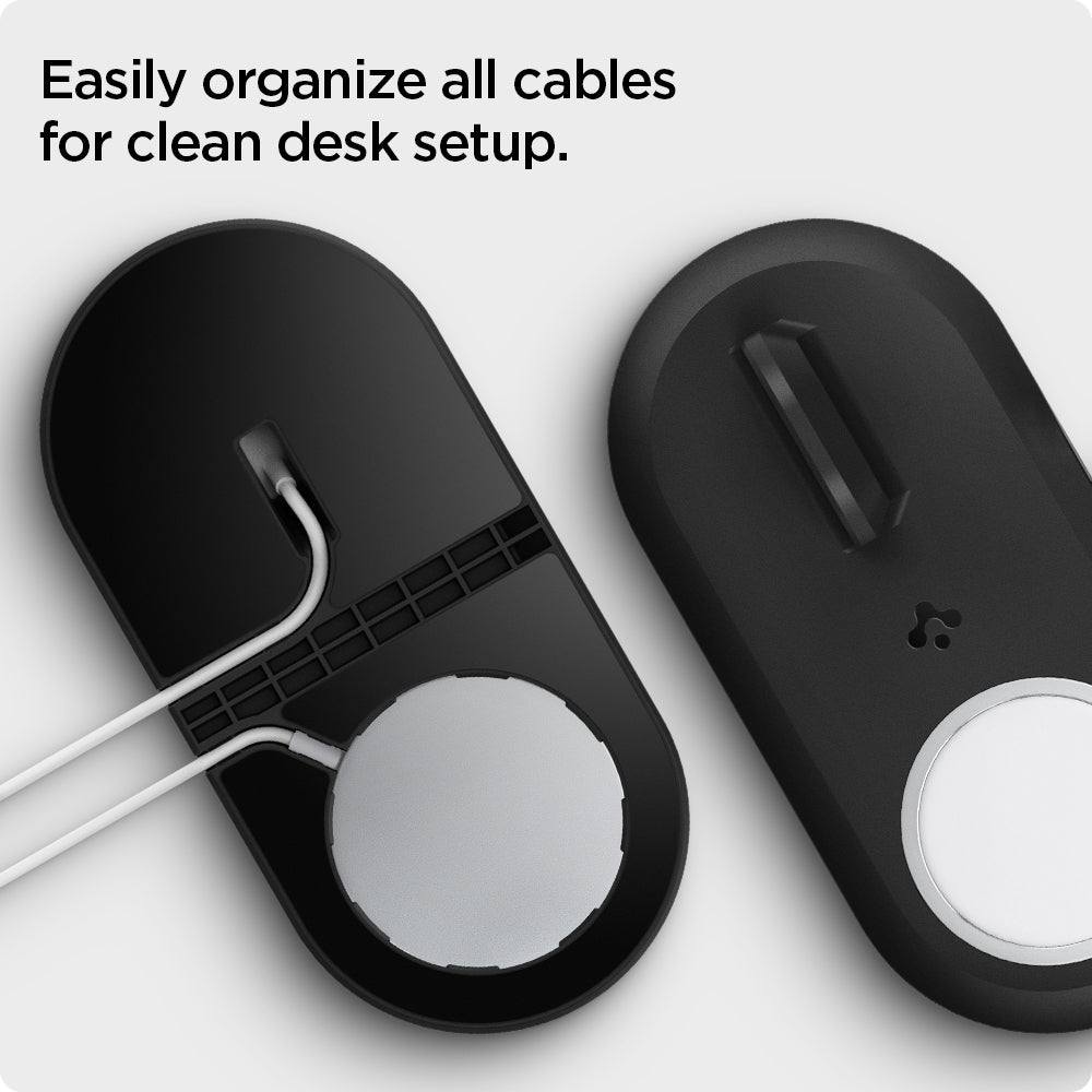 AMP02796 - Mag Fit Duo in black showing the easily organize all cables for clean desk setup