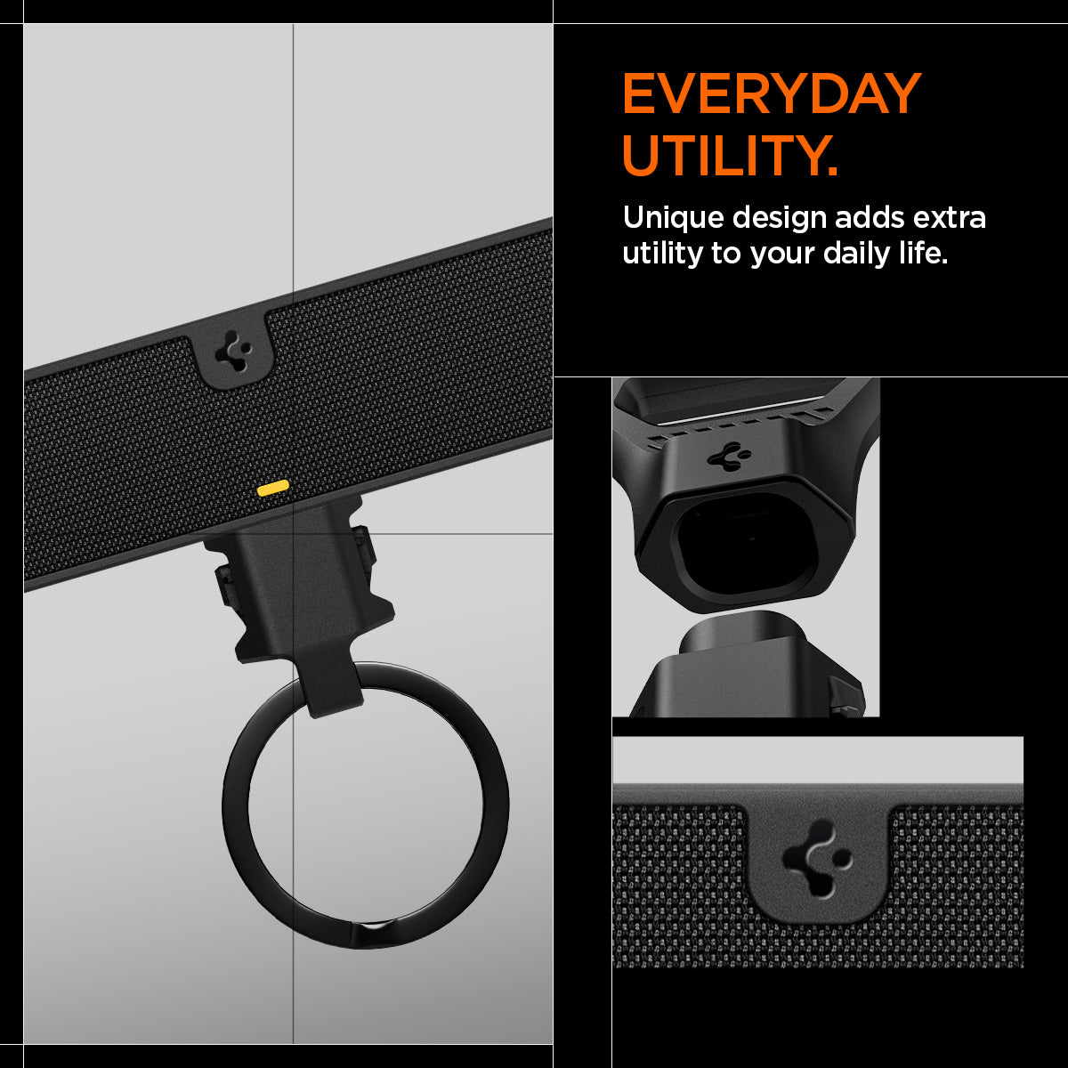 AHP06847 - Carabiner (Magnetic Keychain) Holder Hub in Black showing the everyday utility, unique design adds extra utility to your daily life