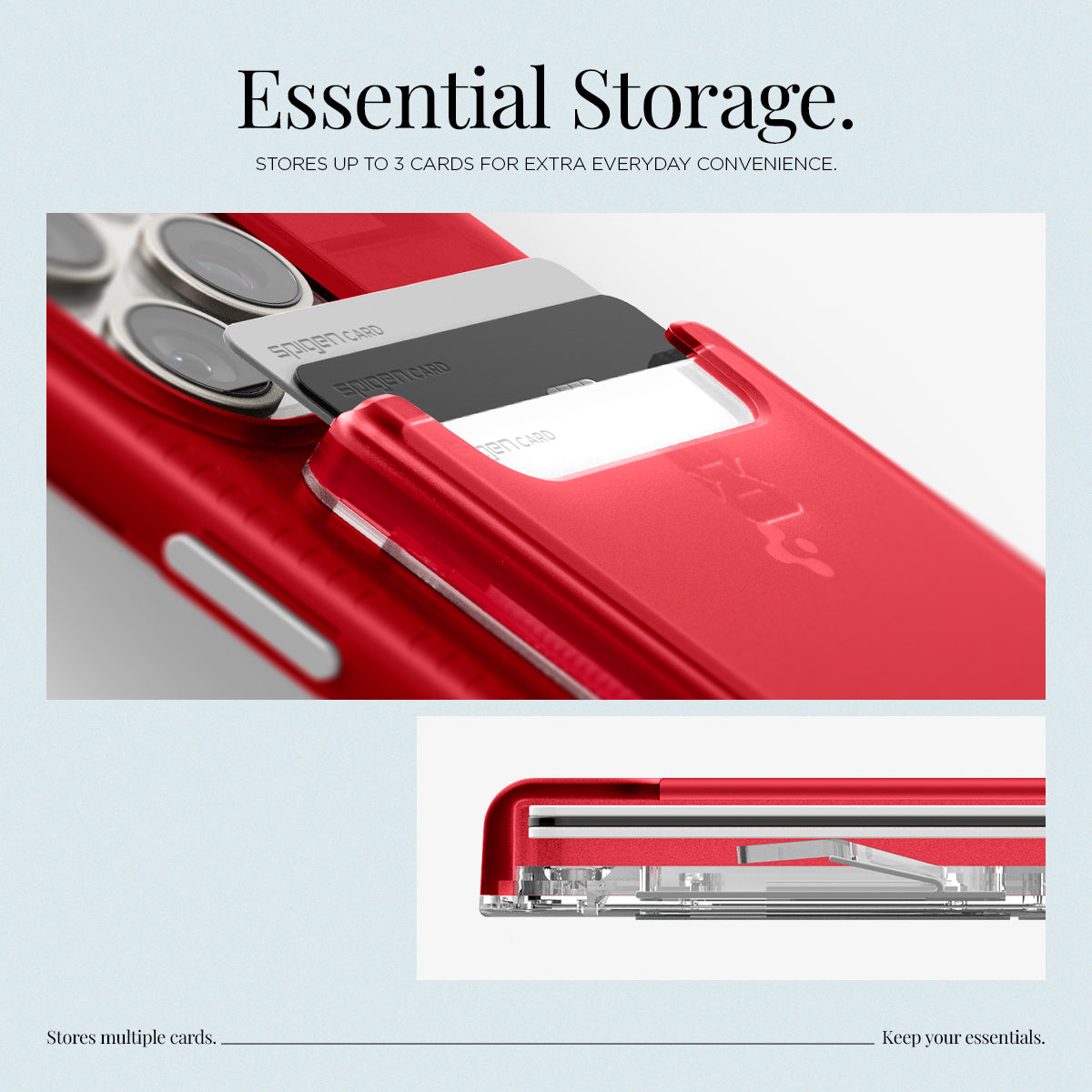 AFA07399 - MagSafe Card Holder Classic C1 (MagFit) in Ruby showing the essential storage, stores up to 3 cards for extra everyday convenience