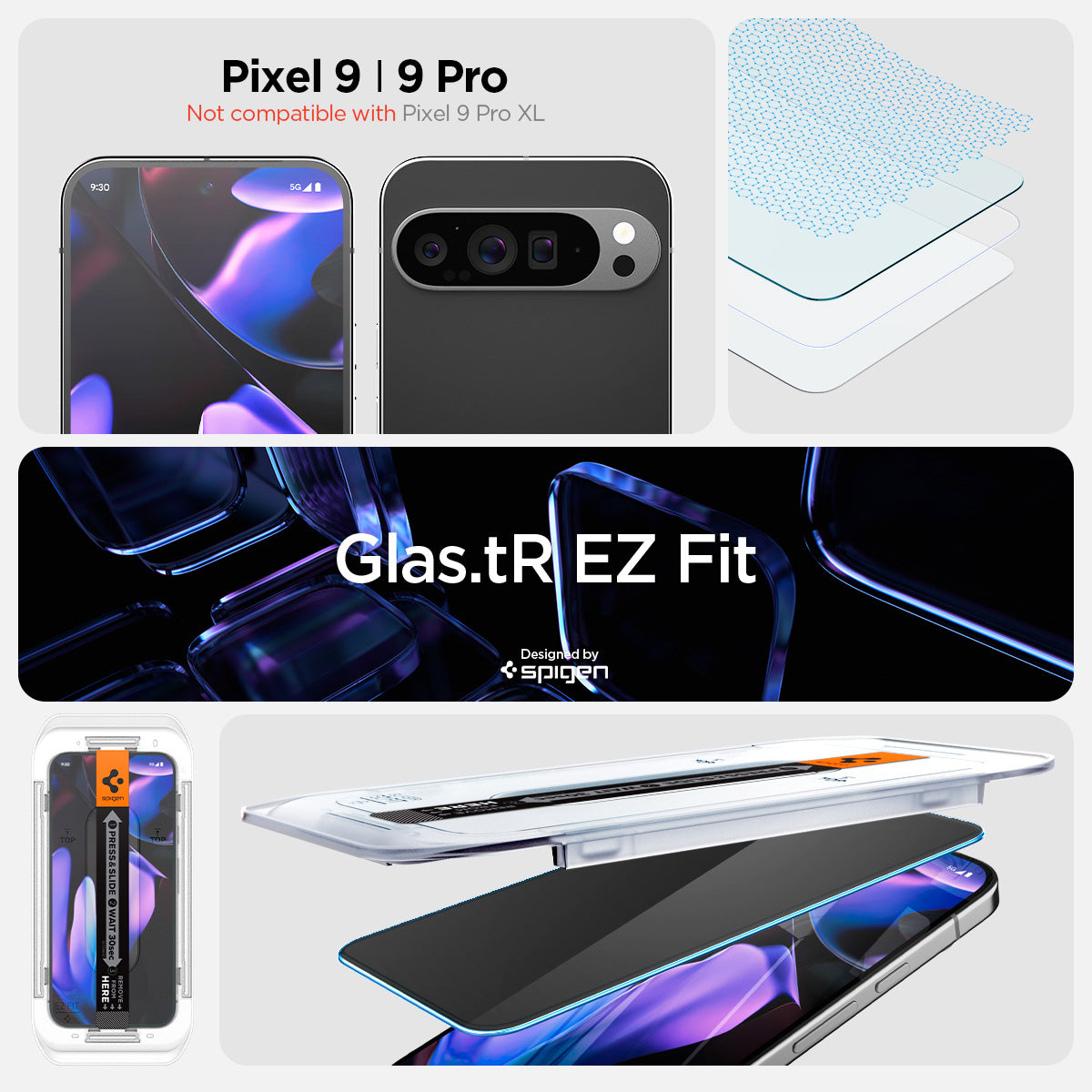 AGL09312 - Pixel 9 Pro GLAS.tR EZ Fit Privacy in Privacy showing the 
compatibility. Not compatible with Pixel 9 Pro XL