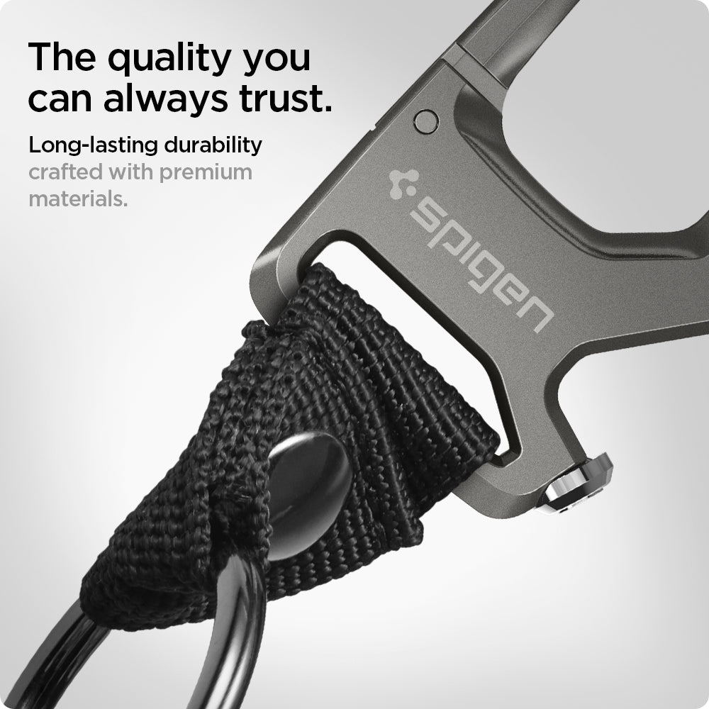 AHP01869 - Carabiner + Keyring in gunmetal showing the quality you can always trust, long-lasting durability crafted with premium materials