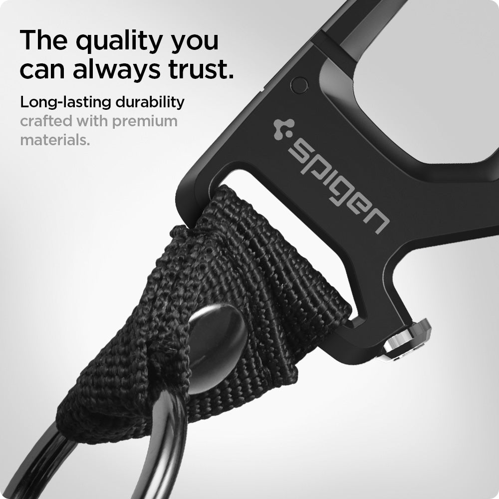 AHP06961 - Carabiner + Keyring in black showing the quality you can always trust, long-lasting durability crafted with premium materials