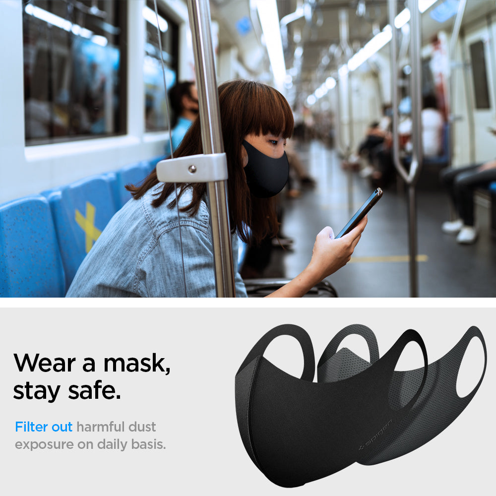 AHP01876 - Air Mask in black showing the wear a mask, stay safe, filter out harmful dust exposure on daily basis