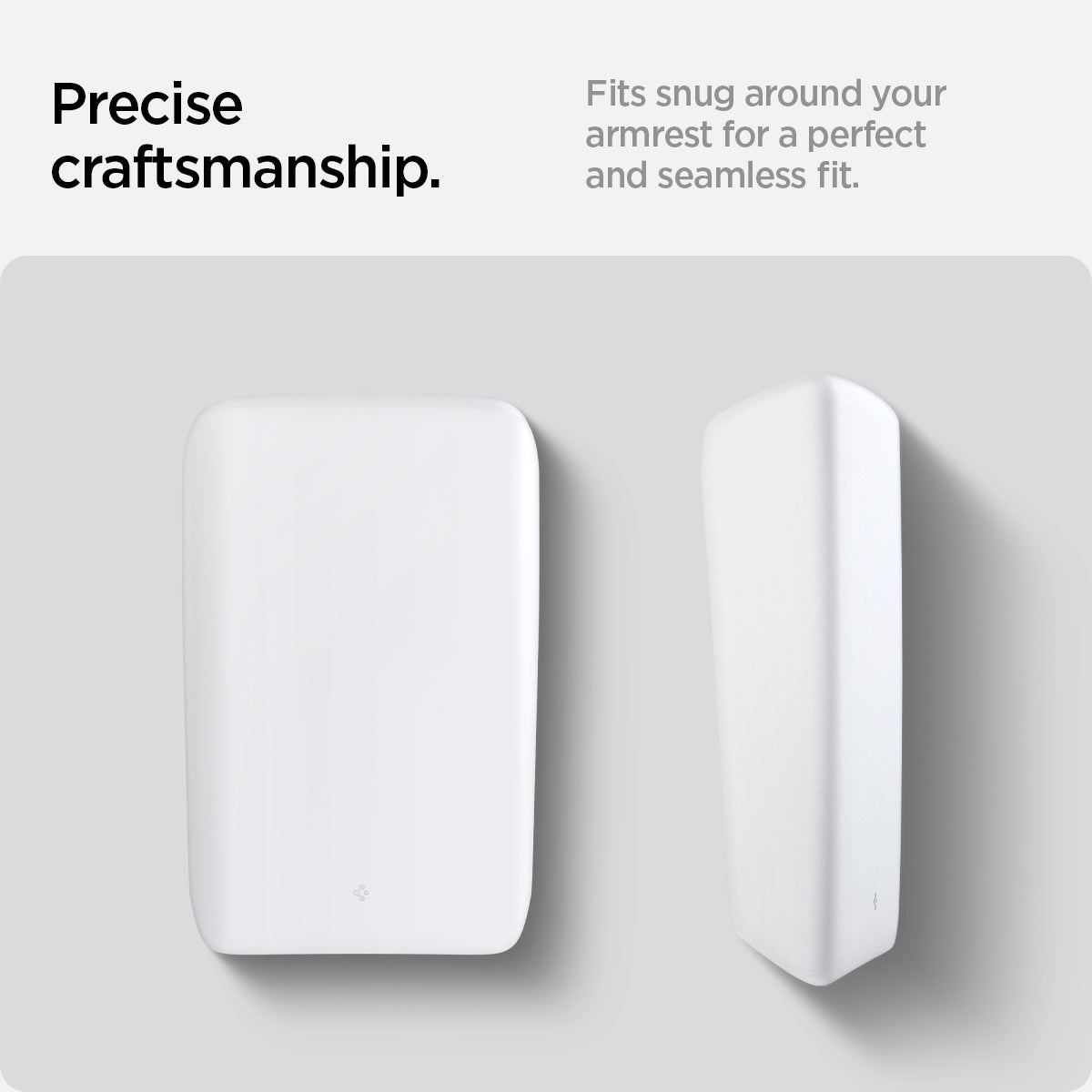 ACP07645 - Tesla Model Y & 3 Armrest Cover TO240 in White showing the precise craftsmanship, fits snug around your armrest for a perfect and seamless fit