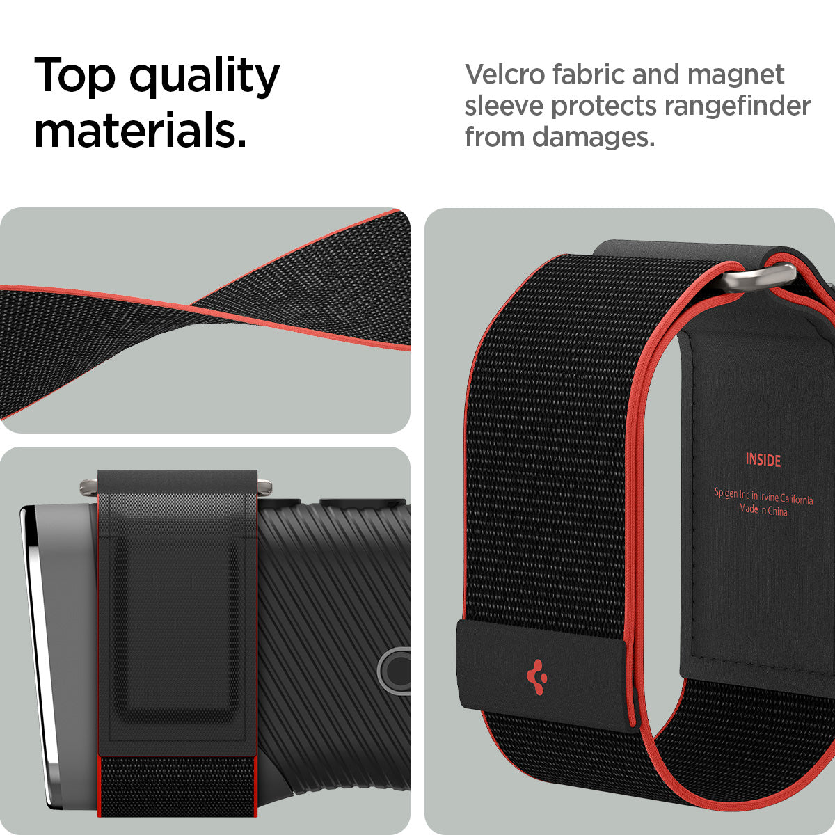 AHP04535 - Universal Rangefinder Wrap in black showing the top quality materials, velco fabric and magnet sleeve protectors rangefinder from damages