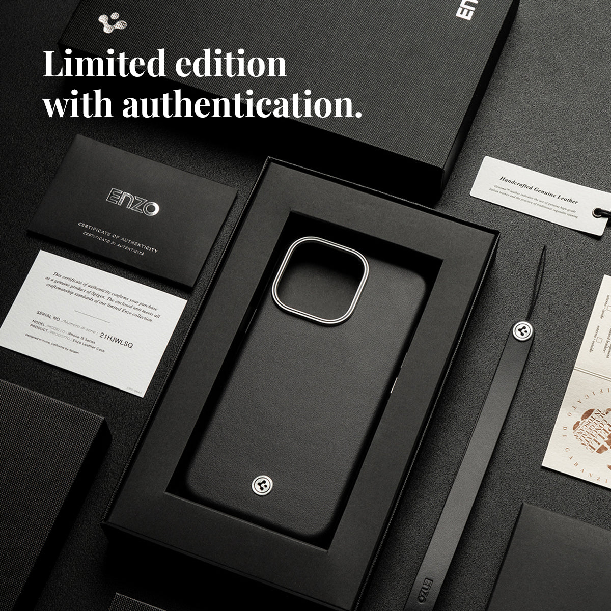 ACS04995 - iPhone 14 Pro Case Enzo showing the limited edition with authentication