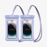 ACS06016 - AquaShield Waterproof Floating Case (2 Pack) A610 in Aqua Blue showing the front of two devices inside a waterproof case with strap attached