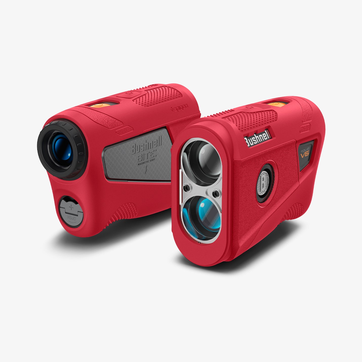 ACS07053 - Bushnell Tour V6 Rangefinder Case in red showing the front, back and sides