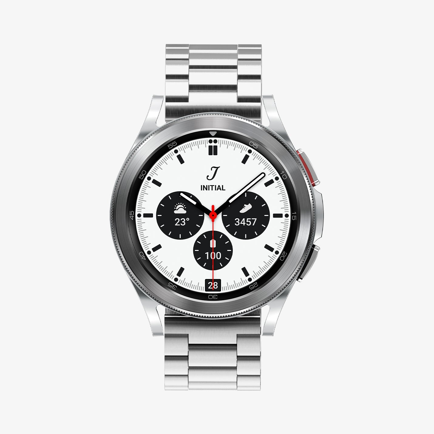 AMP03870 - Galaxy Watch 6 Band Modern Fit in silver showing the front