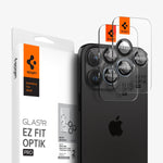 AGL06159 -  iPhone 16 Pro / 16 Pro Max Optik Pro Lens Protector in zero one showing the device, two lens protectors and packaging