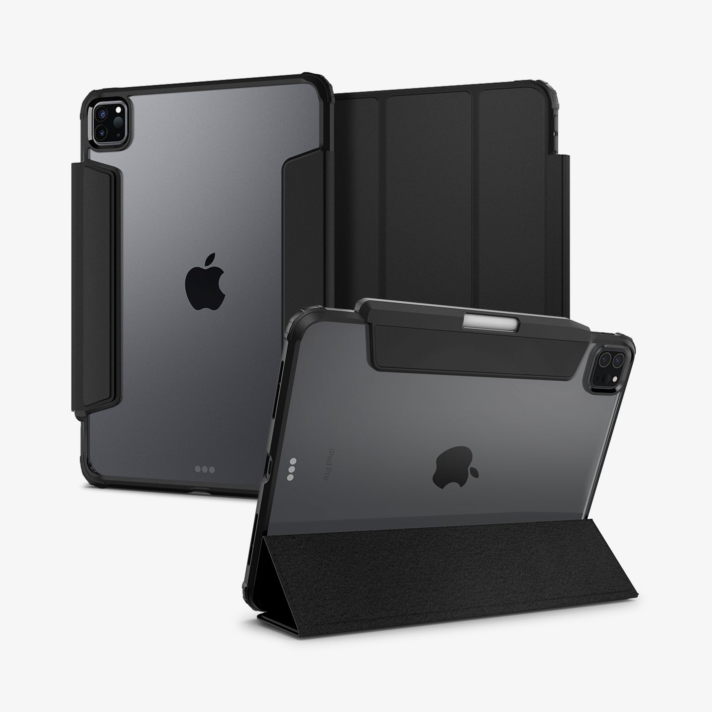 ACS03655 - iPad Pro 11" (2022/2021/2020/2018) Case Ultra Hybrid Pro showing the back, front and device propped up by built in kickstand