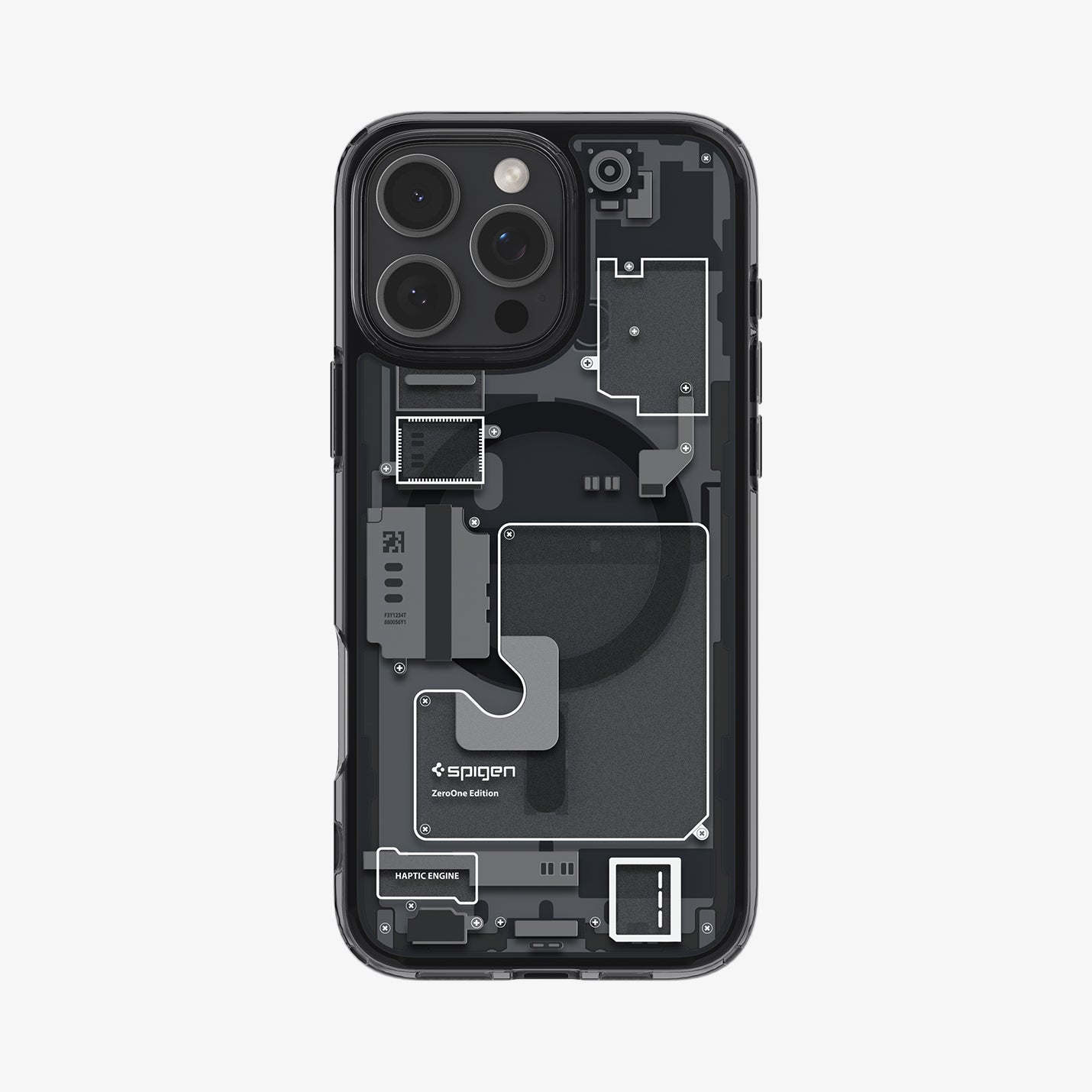 ACS08135 - iPhone 16 Pro Case Ultra Hybrid Zero One (MagFit) in Zero One showing the back