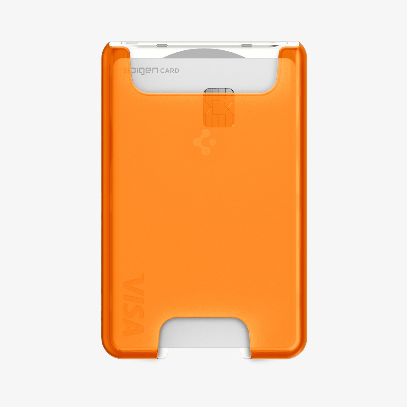 AFA08574 - MagSafe Card Holder Classic C1 (MagFit) in Tangerine showing the front with card inserted