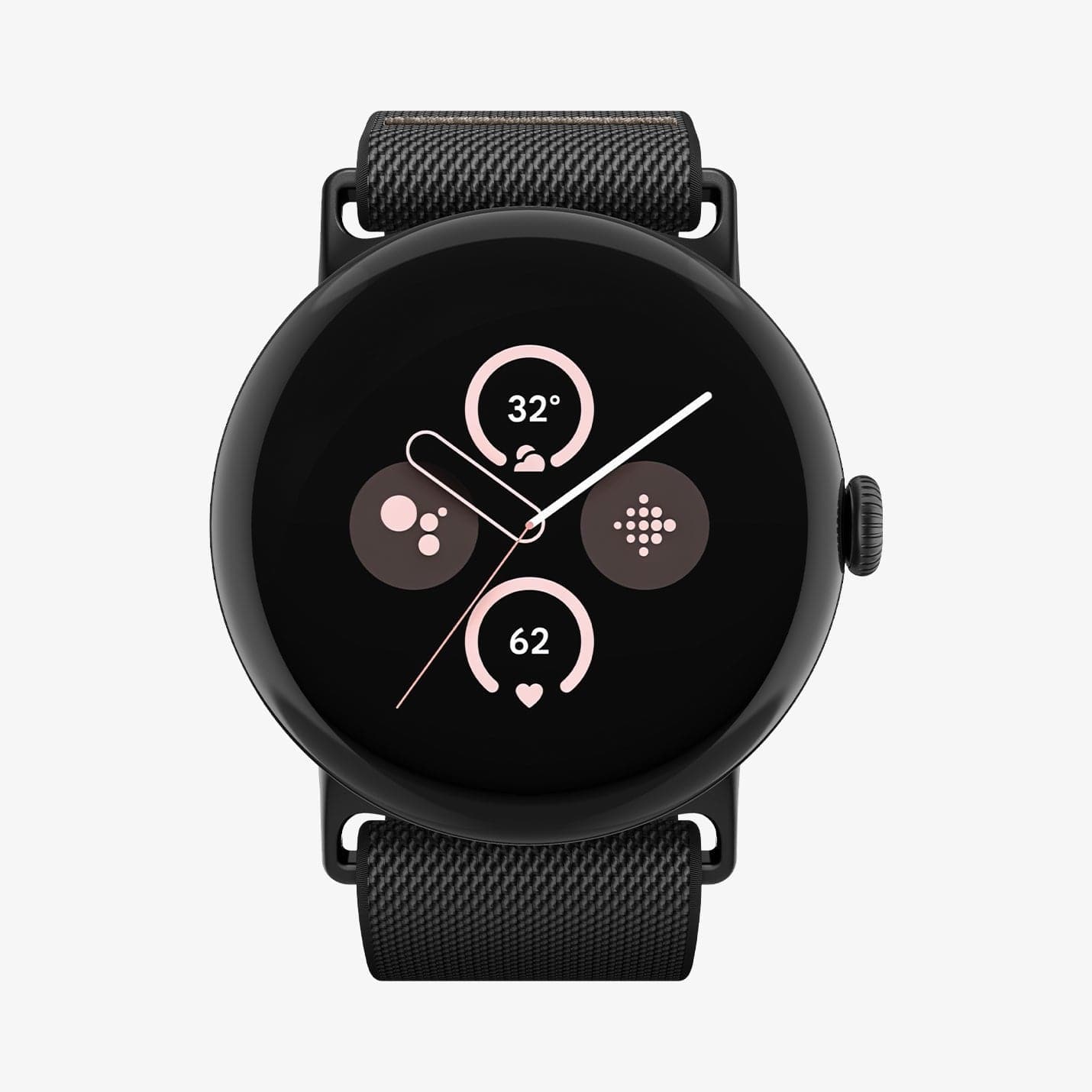 AMP07601 - Pixel Watch 3 (45mm) Case Lite Fit in Black showing the front and sides