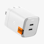 ACH05161 - ArcStation™ Pro GaN 652 Dual USB-C Wall Charger PE2204 in White showing the top and partial sides of the wall charger