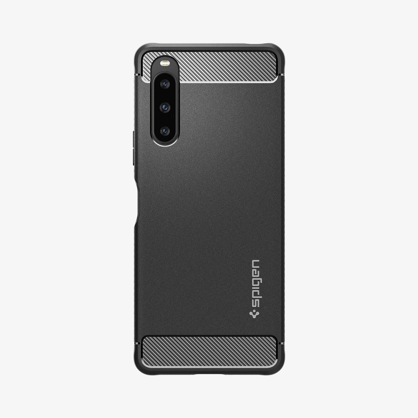 ACS06202 - Sony Xperia 10 V Case Rugged Armor in matte black showing the back