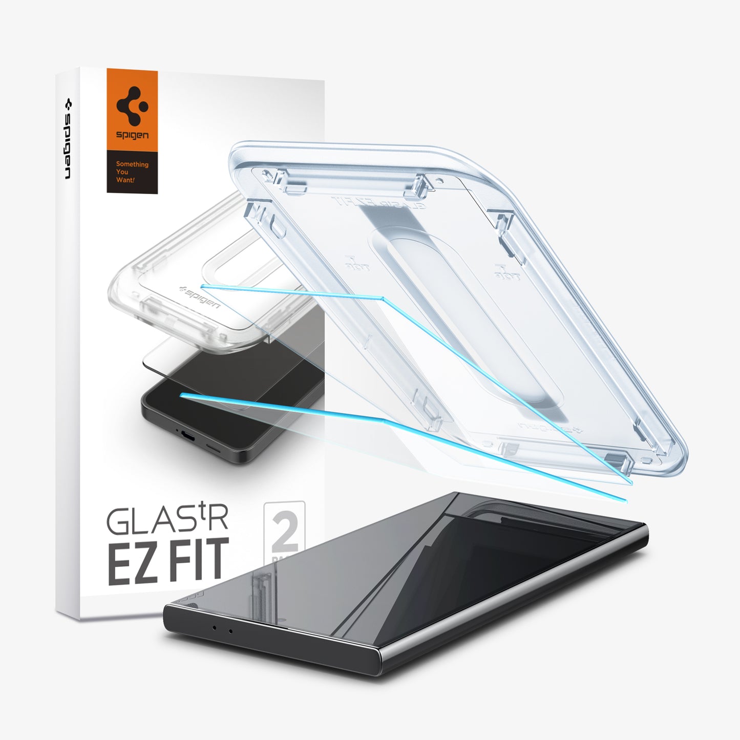 Spigen Glas.tR EZ Fit Protector Pantalla para iPhone 14 Pro Max, 2