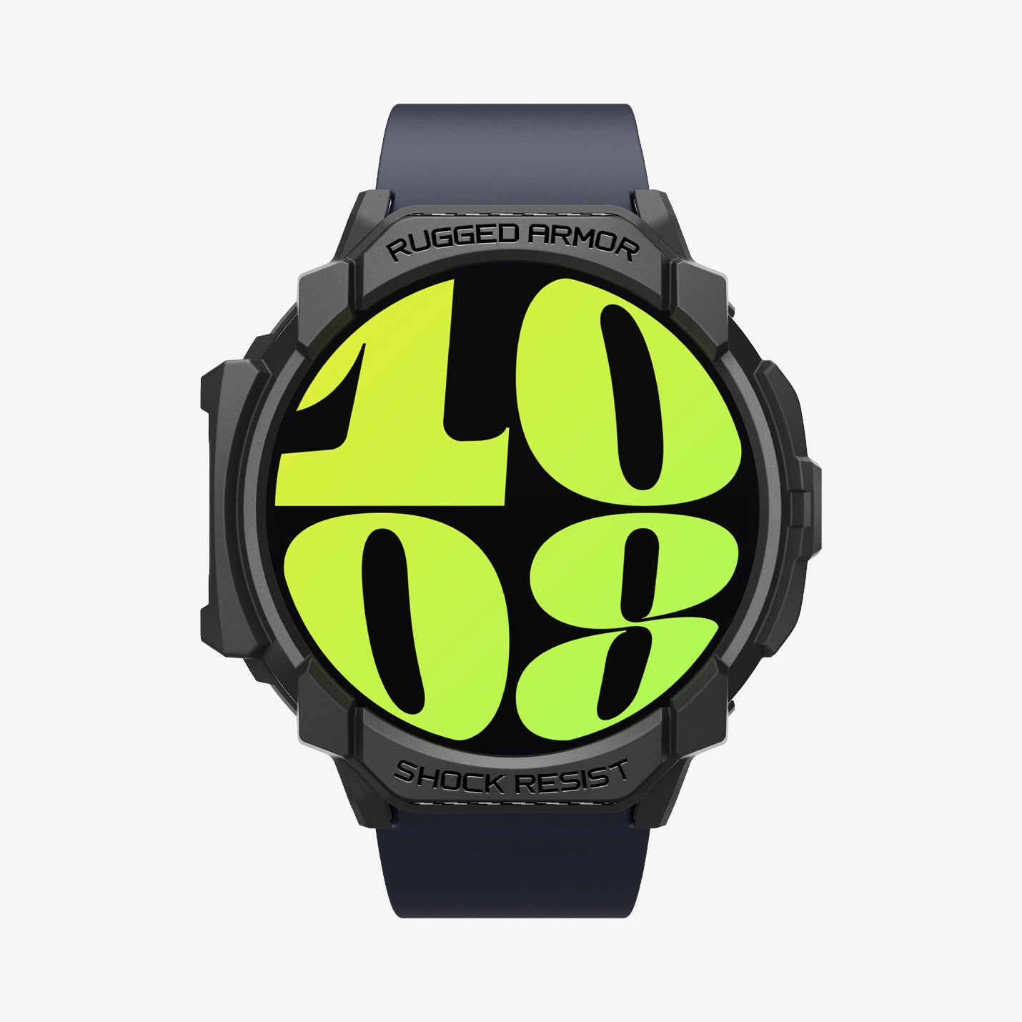 ACS08337 - Galaxy Watch 7 (44mm) Rugged Armor in Matte Black showing the front partial sides