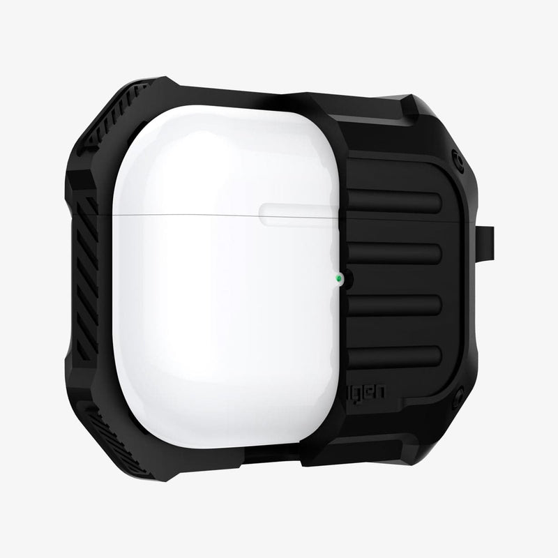 Spigen Rugged Armor - Funda diseñada para AirPods Pro de 2ª generación  2022/2023 (cable USB-C/Lightening Cable) con llavero, color negro mate