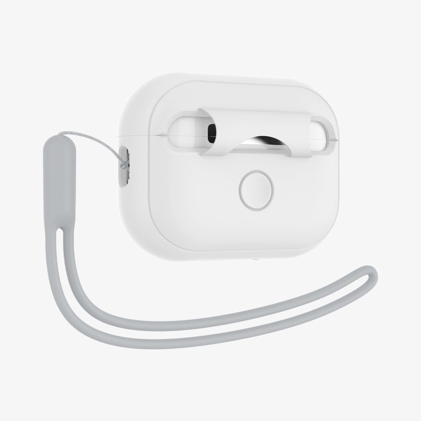 ACS05811 - Apple AirPods Pro 2 Case Silicone Fit + strap in white showing the back and strap