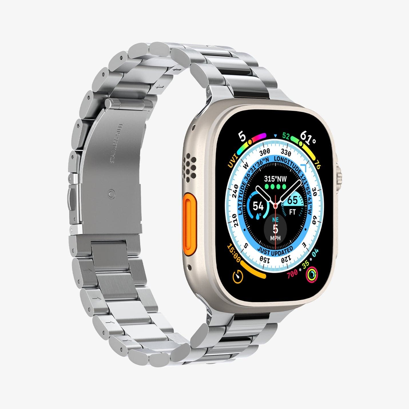 49mm ゴールド apple watch ultra ステンレス メタル - 時計