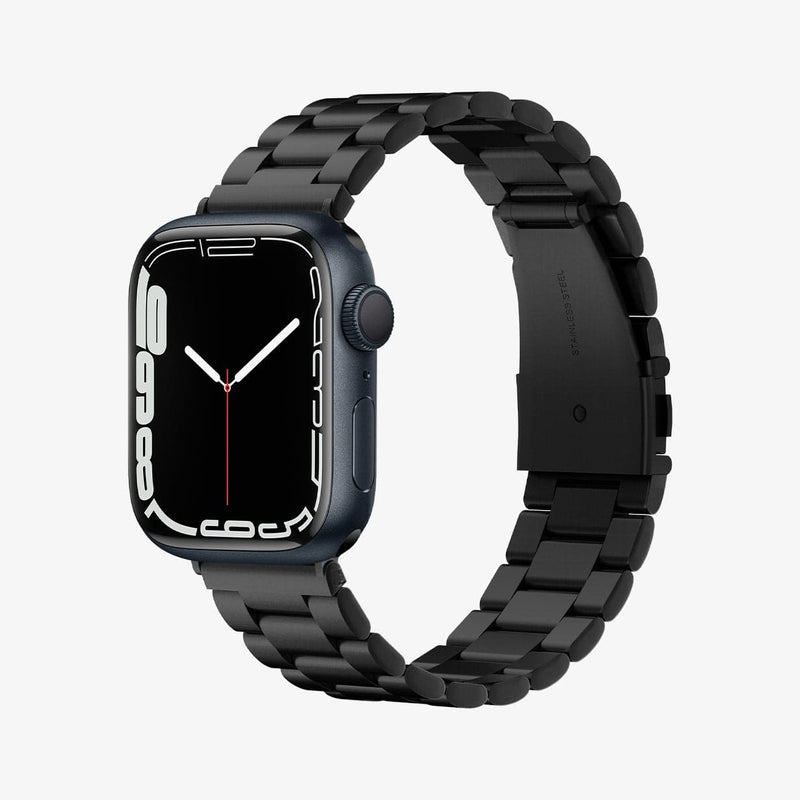 Case+strap for Apple Watch band 42mm/38mm Accessories Stainless Steel belt  metal wristbands Bracelet IWatch series 3 4 5 6 SE 40mm 44mm - Black