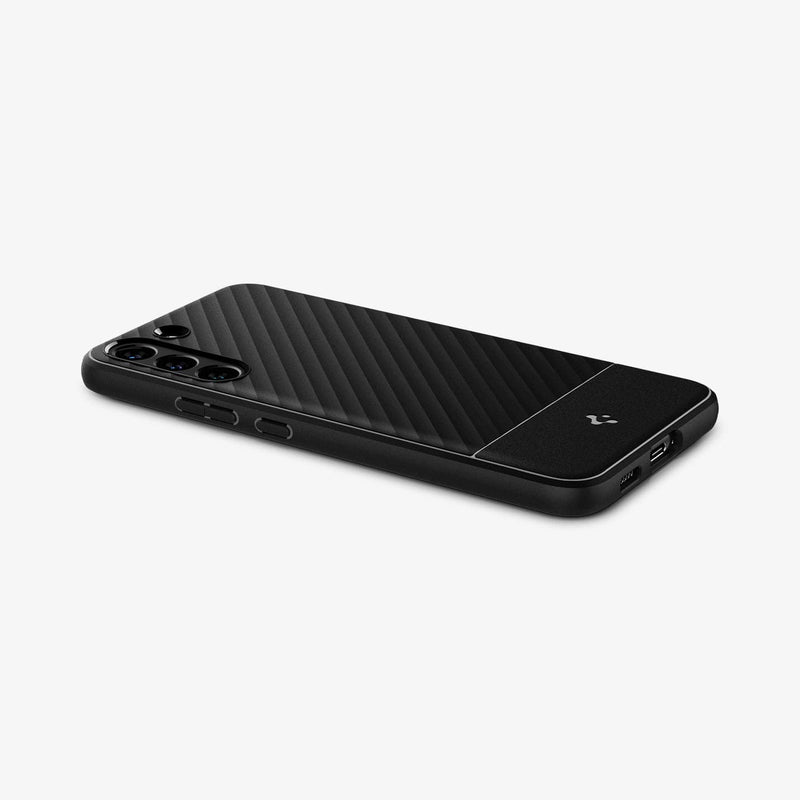 ACS03980 - Galaxy S22 Plus 5G Case Core Armor in black showing the back, side and bottom with device laying flat
